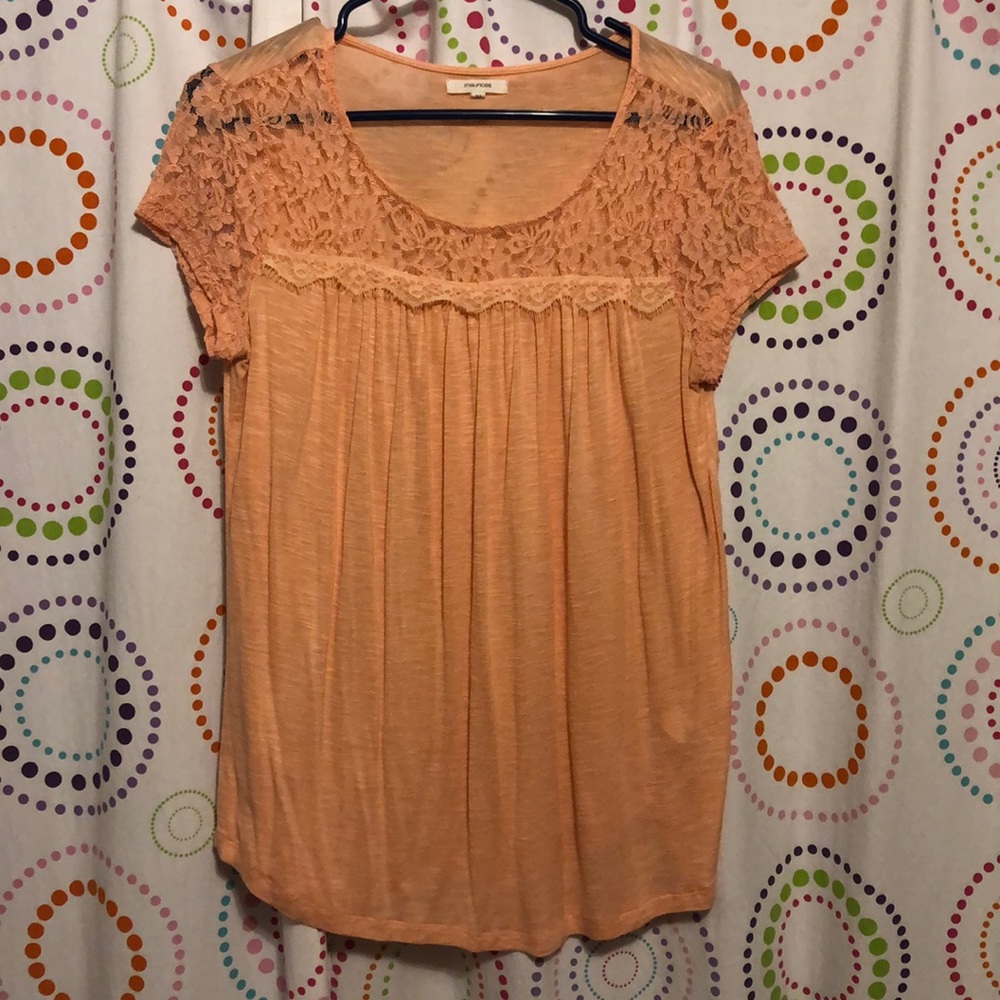 Coral lace blouse